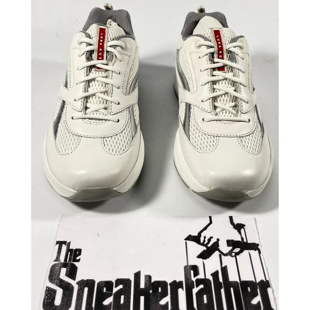 Prada White Silver Low-Top Sneakers - Picture 7 of 15